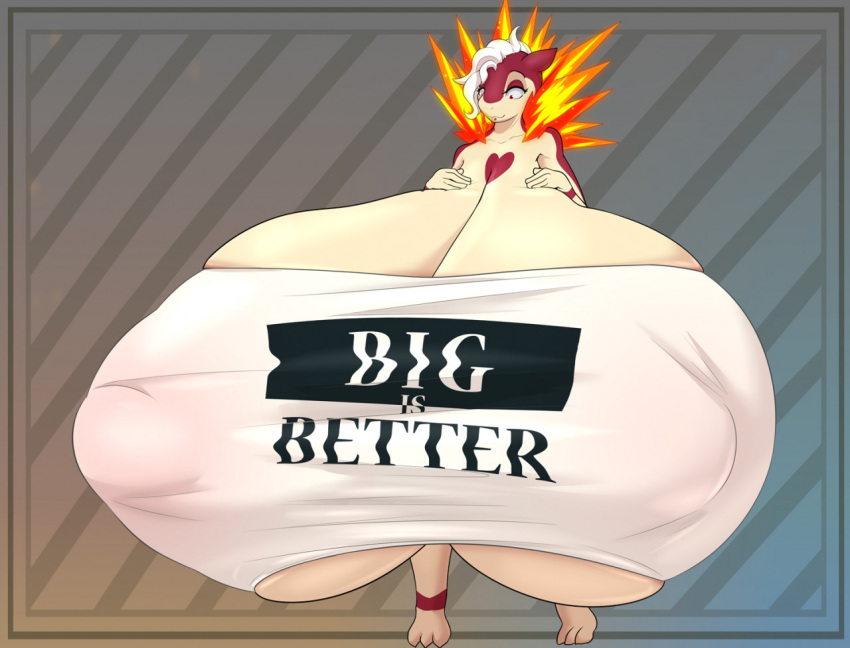 anthro areola big_breasts big_nipples breast_expansion breasts clothing english_text expansion female fire hair hanging_breasts heart_marking huge_breasts hyper hyper_breasts hyper_nipples looking_at_own_breasts looking_at_self lysergide multicolored_body nintendo nipple_outline nipples pok&eacute;mon pok&eacute;mon_(species) puffy_areola red_eyes shirt smile solo stretched_clothing text topwear two_tone_body typhlosion video_games white_hair