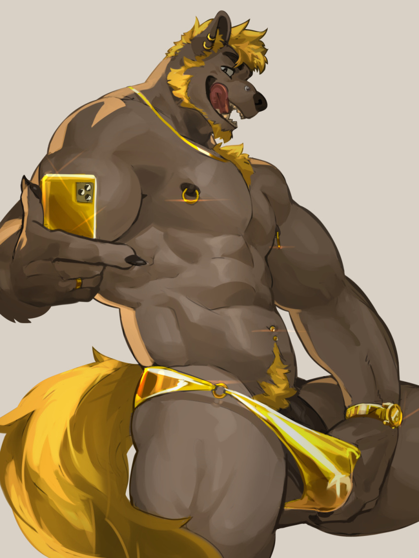 2021 3:4 abs anthro apple_inc. beard black_penis blonde_hair brown_body brown_fur canid canine cellphone chest_tuft clock clothing curtis_wuedti ear_piercing ear_ring exposing facial_hair fur furgonomics furry-specific_piercing genitals gold_(metal) gold_jewelry hair half-erect hi_res inner_ear_fluff iphone jewelry jockstrap licking male mammal muscular muscular_anthro muscular_male navel navel_piercing necklace nipple_piercing nipples pecs penis phone piercing pubes ring self_lick sideburns smartphone solo suspiciously_wealthy_furry taking_picture taking_selfie tongue tongue_out tuft underwear undressing watch