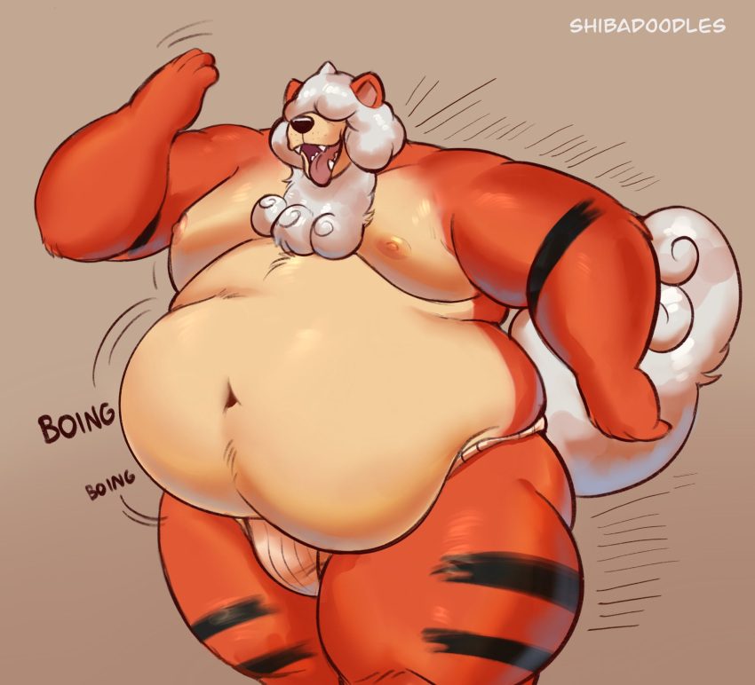 2021 anthro anthrofied asian_clothing belly bulge canid canine clothing east_asian_clothing fundoshi hi_res hisuian_growlithe japanese_clothing male mammal moobs navel nintendo nipples obese obese_male orange_body overweight overweight_male pok&eacute;mon pok&eacute;mon_(species) pokemon_legends_arceus regional_form_(pok&eacute;mon) shibadoodles simple_background solo text underwear video_games white_clothing white_fundoshi white_underwear