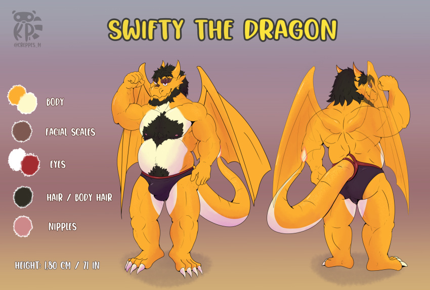 anthro barazoku belly big_butt body_hair briefs bulge butt charizard chest_hair clothing detailed_bulge dragon hi_res krepht male model_sheet moobs muscular muscular_male nintendo pok&eacute;mon pok&eacute;mon_(species) scalie slightly_chubby solo underwear video_games wings