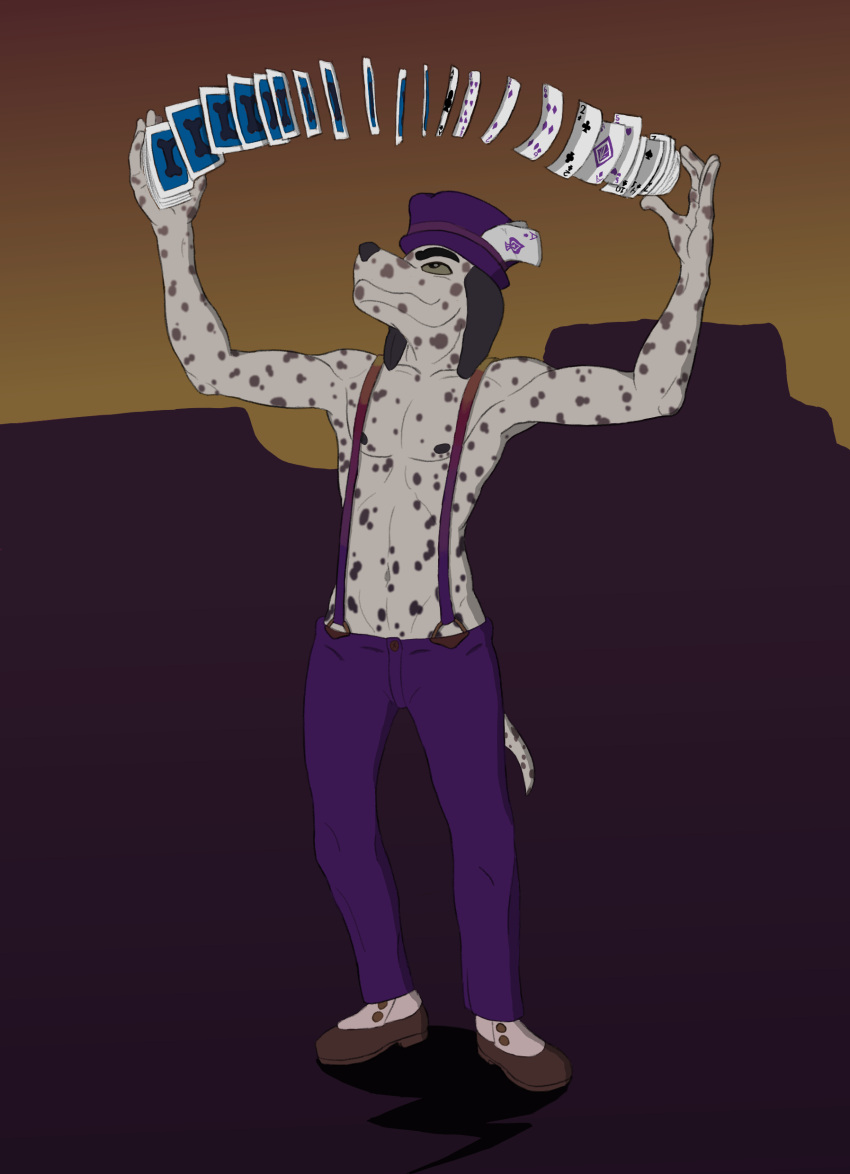 absurd_res ace_of_spades anthro canid canine canis card colored_sketch dalmatian digital_drawing_(artwork) digital_media_(artwork) domestic_dog full-length_portrait hi_res inkspot_jackson luxcelestia male mammal nipples playing_card portrait shaded shirtless shirtless_male simple_background sly_cooper_(series) solo sony_corporation sony_interactive_entertainment sucker_punch_productions suit_symbol suspenders video_games