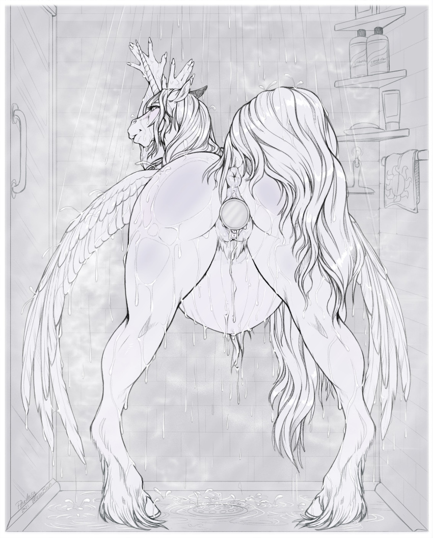 2021 absurd_res anthro anthrofied anus belly bent_over big_belly butt dildo dildo_in_pussy dildo_insertion edit equid equine female fetlocks friendship_is_magic hair hasbro hi_res hooves horn long_hair looking_back mammal monochrome my_little_pony nude penetration phathusa pregnant presenting princess_celestia_(mlp) raised_tail sex_toy sex_toy_in_pussy sex_toy_insertion shampoo shower signature solo towel vaginal vaginal_penetration water wet winged_unicorn wings