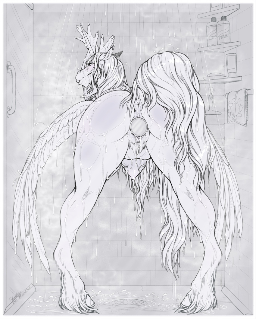 2021 absurd_res anthro anthrofied anus bent_over big_breasts breasts butt dildo dildo_in_pussy dildo_insertion edit equid equine female friendship_is_magic genitals hair hanging_breasts hasbro hi_res hooves horn long_hair looking_back mammal monochrome my_little_pony nipples nude penetration phathusa presenting princess_celestia_(mlp) pussy raised_tail sex_toy sex_toy_in_pussy sex_toy_insertion shampoo shower signature solo towel vaginal vaginal_penetration water wet winged_unicorn wings