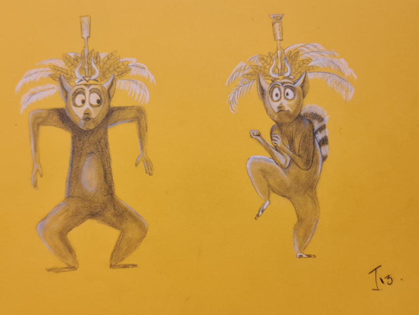 4:3 absurd_res crown dancing feral hi_res j_xiii lemur male mammal pose primate ring-tailed_lemur sketch solo strepsirrhine
