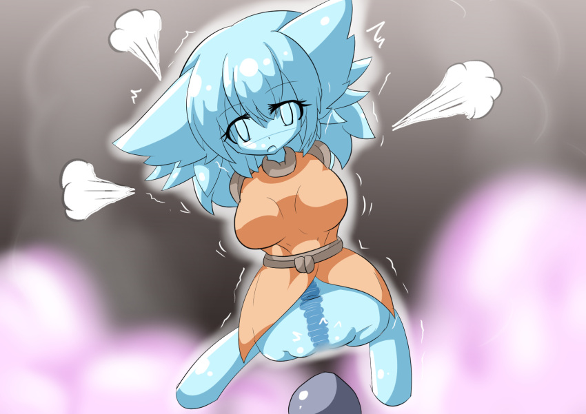 2020 2_tails amputee animal_humanoid blue_body breasts cat_humanoid disability felid felid_humanoid feline feline_humanoid female genitals hi_res himitu33 humanoid implied_transformation living_onahole mammal mammal_humanoid multi_tail open_mouth pussy quadruple_amputee simple_background solo translucent translucent_body