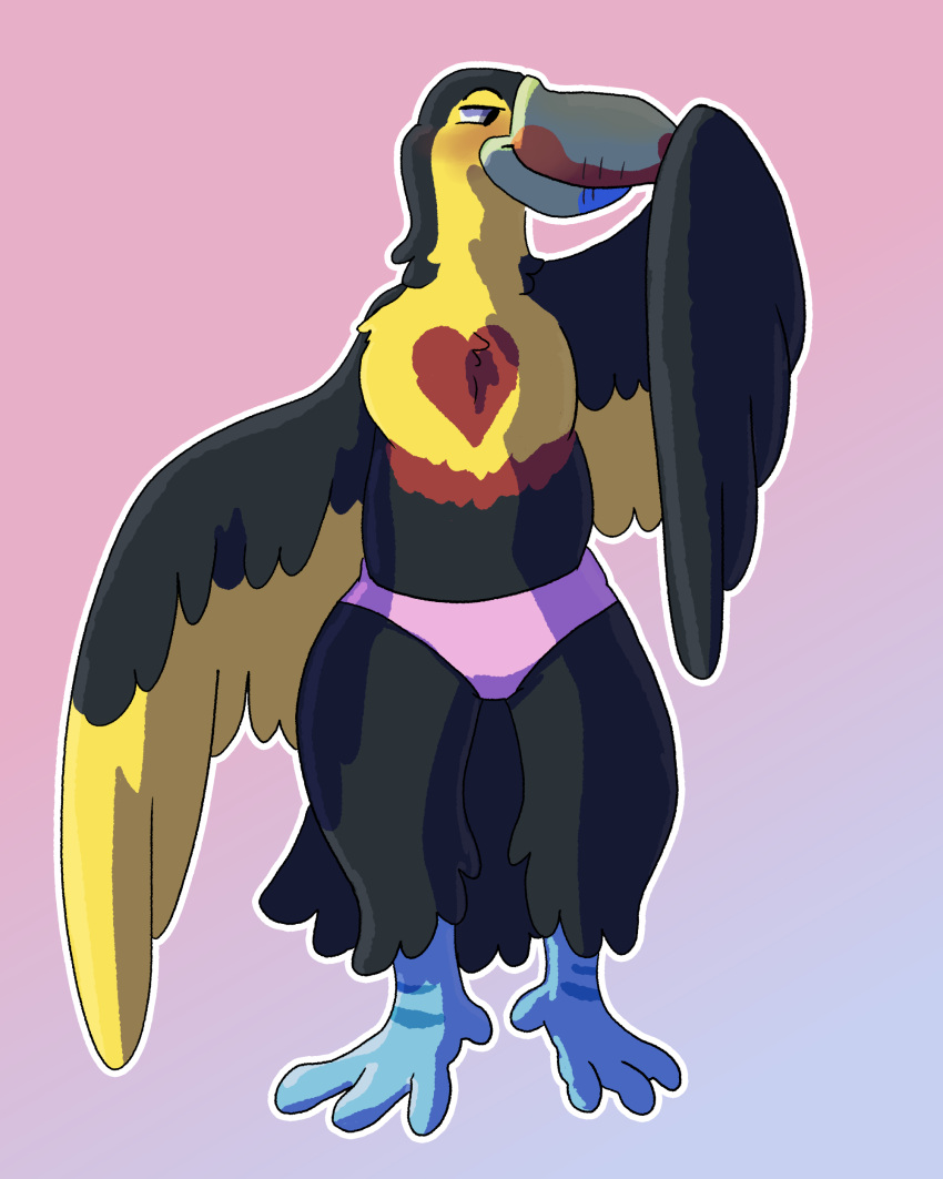 4:5 absurd_res anthro avian battycat bird clothing female hi_res lingerie marjani_(battycat) shy solo toucan underwear