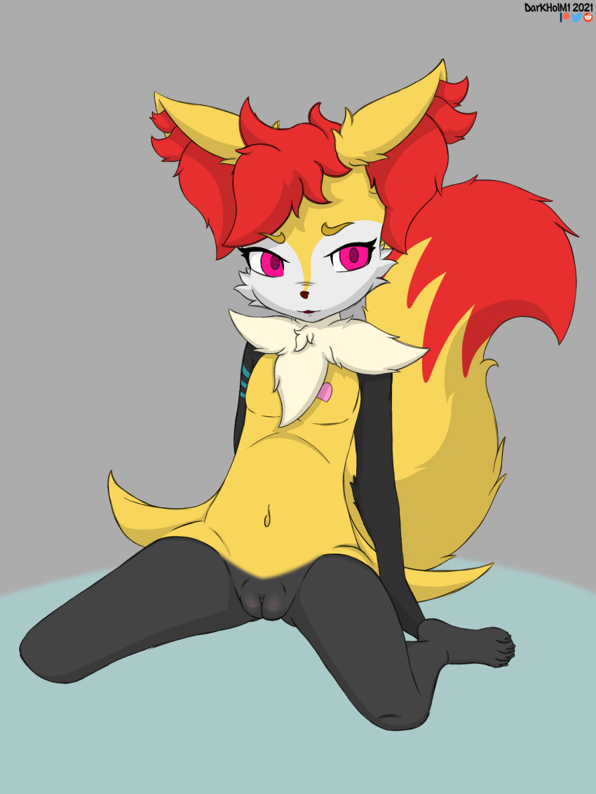 3:4 andromorph anthro braixen braxiss_(character) canid canine darkholm1 fennec fox genitals hi_res intersex mammal nintendo nude pok&eacute;mon pok&eacute;mon_(species) pussy solo video_games