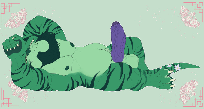 2021 3_toes 5_fingers absurd_res alternate_species anthro balls bedroom_eyes belly biceps big_balls big_belly big_pecs big_penis big_quads bristol chua claws closed_smile erection fan_character feet fingers flat_colors full-length_portrait fur genitals glans green_arms green_background green_balls green_beard green_belly green_body green_chest green_eyes green_feet green_fur green_hands green_head green_legs green_nipples green_nose green_stripes green_tail green_theme happy hi_res humanoid_genitalia humanoid_hands humanoid_penis looking_at_viewer male male_anthro mammal musclegut muscular muscular_anthro muscular_male narrowed_eyes nipples nude_anthro nude_male pecs penis plantigrade portrait presenting presenting_balls presenting_penis purple_glans purple_penis quads seductive short short_anthro short_male side_view simple_background slightly_chubby_anthro slightly_chubby_male smile smiling_at_viewer solo spread_legs spreading striped_body stripes toes triceps vein veiny_penis whiskers white_claws wildstar