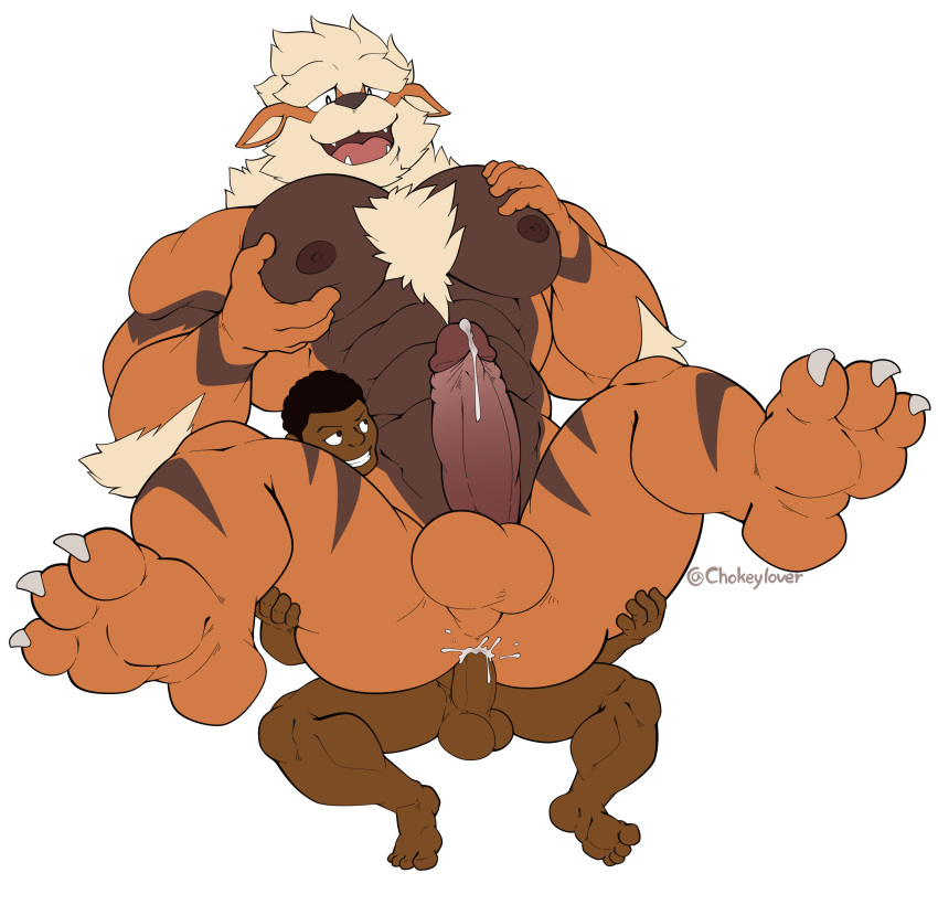 3_toes abs absurd_res anal anal_penetration anthro anthro_penetrated arcanine balls biceps black_hair bodily_fluids brown_body brown_countershading brown_fur canid chest_tuft claws countershading cum cum_in_ass cum_inside cum_splatter cum_while_penetrated dark_body dark_skin duo elbow_tufts fangs feet flat_colors fur genital_fluids genitals grin hair hi_res human human_on_anthro human_penetrating human_penetrating_anthro humanoid_genitalia humanoid_penis interspecies looking_pleasured maldu male male/male mammal muscular muscular_anthro muscular_human muscular_male neck_tuft nintendo nipples on_bottom on_top open_mouth orange_body orange_fur pec_squeeze pecs penetration penis pok&eacute;mon pok&eacute;mon_(species) pok&eacute;philia reverse_cowgirl_position sex sharp_teeth simple_background size_difference small_dom_big_sub smile spread_legs spreading tan_body tan_fur teeth toe_claws toes tuft video_games