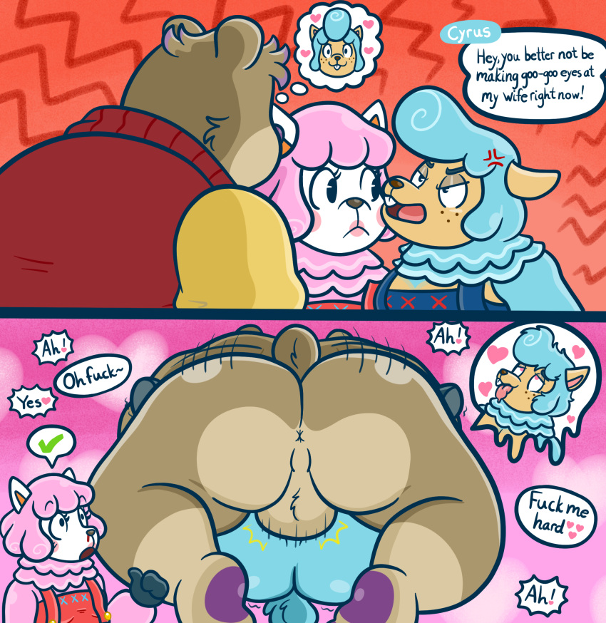 &lt;3 2021 2koma ahegao alpaca angry animal_crossing anthro anthro_on_anthro anthro_penetrated anthro_penetrating anthro_penetrating_anthro anus big_butt black_body black_eyes black_fur blood blue_apron blue_body blue_fur blue_hair bodily_fluids bottomless brown_body brown_fur brown_nose butt camelid clothed clothing comic cross-popping_vein cuckquean cyrus_(animal_crossing) dialogue dusty_(madrik) english_text freckles from_front_position frown fur gesture group hair hi_res huge_butt huge_thighs infidelity instant_loss_2koma interspecies lips looking_at_another looking_pleasured lying male male/male male_anthro male_on_bottom male_on_top male_penetrated male_penetrating male_penetrating_male mammal mating_press missionary_position motion_lines nintendo nosebleed on_back on_bottom on_top open_mouth orientation_play overweight overweight_anthro overweight_male pawpads penetration pie_cut_eyes pink_body pink_cheeks pink_fur pink_hair pink_lips profanity purple_hair purple_nose purple_pawpads red_apron red_clothing red_shirt red_topwear reese_(animal_crossing) romantic romantic_couple sex shaking shirt sinribbons speech_bubble straight_to_gay tan_body tan_fur text thick_thighs thought_bubble thrusting thumbs_up topwear trembling trio ursid video_games voyeur yellow_clothing yellow_shirt yellow_topwear