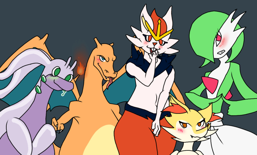anthro blue_eyes blush braixen brown_eyes canid canine charizard cinderace claws clothed clothing digital_media_(artwork) dragon e621_exclusive female feral fire fur gardevoir goodra green_body green_eyes green_hair group hair humanoid humor inner_ear_fluff jaigreg_(artist) lagomorph looking_at_viewer mammal membrane_(anatomy) membranous_wings meme nintendo not_furry nude open_mouth orange_body orange_fur pok&eacute;mon pok&eacute;mon_(species) purple_body red_eyes scalie simple_background slime smile tongue tuft video_games white_body white_fur wings yellow_body yellow_fur