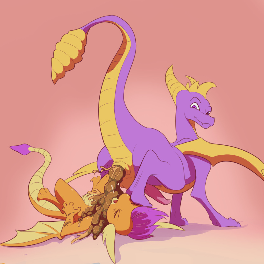 absurd_res activision dragon duo feces female feral friendship_is_magic genitals hasbro hi_res kimirera male male/female my_little_pony penis pooping scat smolder_(mlp) spyro spyro_the_dragon video_games