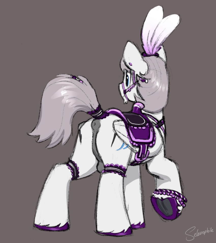 2021 anus balls butt cutie_mark equid equine fan_character genitals grey_background hasbro hi_res male mammal my_little_pony pegasus selenophile signature simple_background solo wings