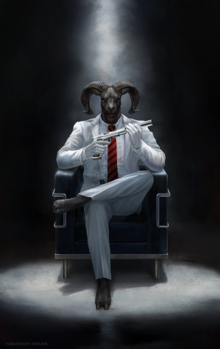 5_fingers anthro bovid caprine clothed clothing digital_media_(artwork) fingers goat hi_res hooves looking_at_viewer male mammal solo wolnir