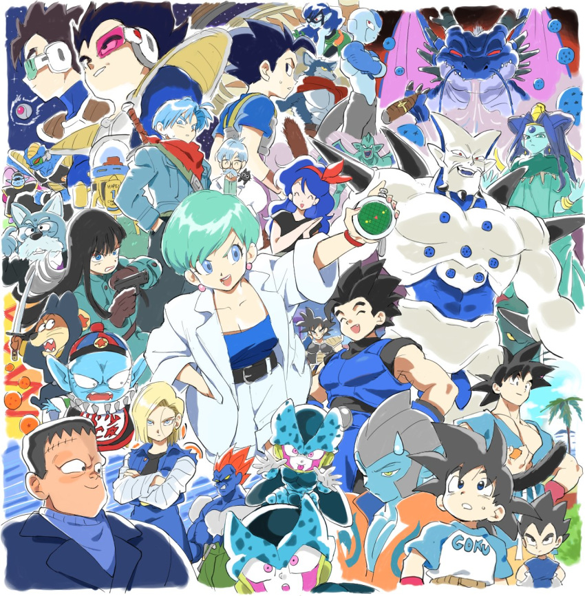 6+boys 6+girls android_13 android_18 android_8 animal animal_on_shoulder aqua_hair aqua_skin aqua_theme arm_up armor bangs bardock battlefield beard belt bergamo_(dragon_ball) black_belt black_eyes black_hair black_pants black_shirt black_smoke_shenron blonde_hair blue_bodysuit blue_eyes blue_jacket blue_skin blue_skirt blue_sweater blue_theme blue_wristband blunt_bangs bodysuit bow bracelet breasts brown_gloves bulma burter cabba cat cell_junior character_name chinese_clothes cigar cigarette closed_mouth collarbone color_connection colored_sclera colored_skin crossed_arms dark-skinned_male dark_skin denim denim_jacket denim_skirt diadem dot_nose dr._briefs dragon dragon_ball dragon_ball_(classic) dragon_ball_(object) dragon_ball_gt dragon_ball_legends dragon_ball_minus dragon_ball_super dragon_ball_super_broly dragon_ball_z dragon_radar earrings eis_shenron expressionless eye_mask facial_hair fang fangs fighting_stance formal frost_(dragon_ball) frown glasses gloves green_legwear green_neckwear gun hair_behind_ear hair_bow hair_strand hand_in_pocket handgun hands_up hat highres holding holding_sword holding_weapon jacket jewelry katana king_furry labcoat lado_(rado) light_brown_hair lips looking_afar looking_at_viewer looking_back looking_down lunch_(dragon_ball) mai_(dragon_ball) medium_hair military military_jacket mouth_hold multiple_boys multiple_girls muscular mustache neckerchief ninja no_eyebrows north_kaiou oceanus_shenron open_mouth orange_hair own_hands_clasped own_hands_together pants parted_lips pectorals pilaf pistol pointy_ears profile raglan_sleeves red_bow red_lips red_neckerchief red_scarf red_sclera round_teeth saiyan_armor sanka_ku scar scar_on_cheek scar_on_face scarf scouter shallot_(dragon_ball) shirt short_hair short_sleeves shorts shuu_(dragon_ball) sidelocks sideways_glance skirt smile smirk smoke son_goku son_goku_jr. space space_craft star_(sky) stitched_face stitches straight_hair striped striped_sleeves suit sunglasses sweatdrop sweater sword tama_(dragon_ball) tarble teeth thick_lips time_machine tongue tongue_out triangle_earrings trunks_(dragon_ball) trunks_(future)_(dragon_ball) tsurime tunic two-tone_headwear upper_teeth vegeta very_short_hair waistcoat wavy_hair weapon whiskers white_jacket white_shorts wristband yellow_sclera