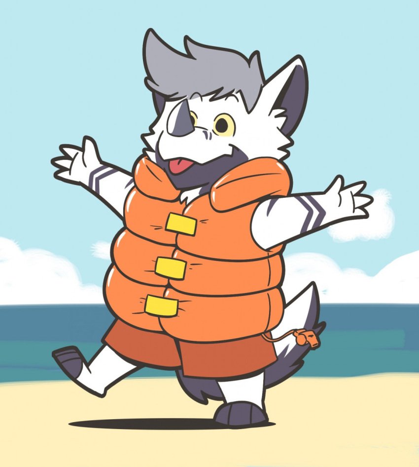 anthro beach blep bottomwear canid canine canis clothing cloud cussindave dragon hi_res hybrid jacket latex levisheppy lifejacket lifejacketsquad lifevest male mammal maverick rubber rubbery sea seaside shiny_(disambiguation) short shorts sky smol solo solo_focus squeaky summer swim_(disambiguation) swimming_trunks swimwear tongue tongue_out topwear vest wagon water whistle wolf