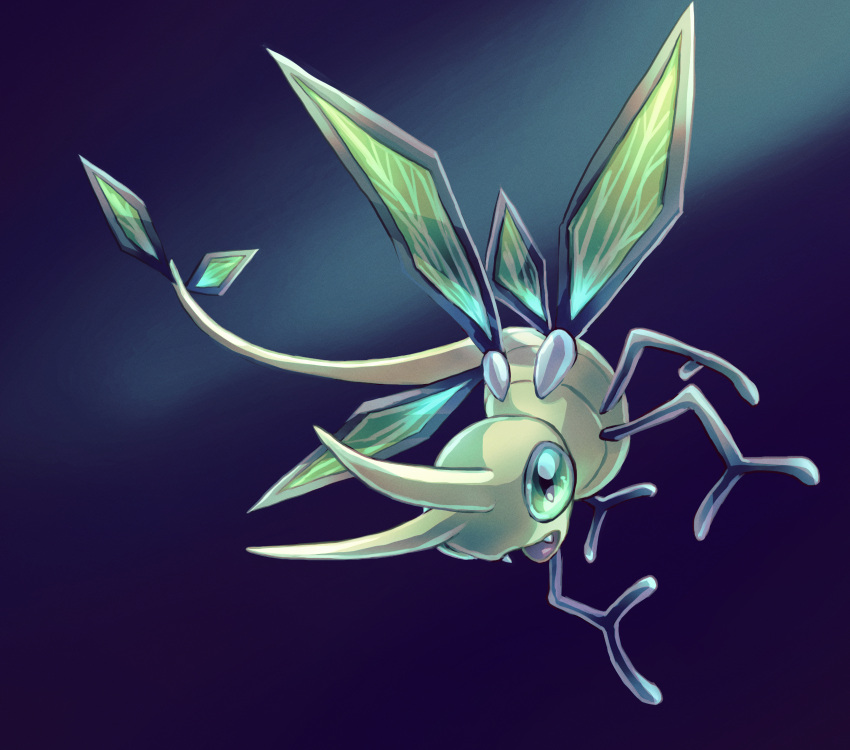 animal_focus bug commentary_request fangs flying full_body fusenryo green_eyes highres no_humans open_mouth pokemon pokemon_(creature) solo vibrava