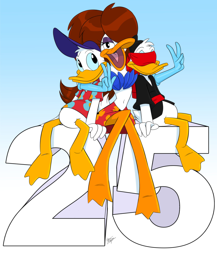 2021 absurd_res aeolus06 aloha_shirt anatid anseriform anthro armwear avian bird blindfold blue_clothing blue_gloves blue_handwear blue_hat blue_headwear bottomless bottomwear brown_hair clothed clothing disney donald_duck double_v_sign duck elbow_gloves female front_view full-length_portrait fur gesture gloves group hair hair_over_eye handwear hat headgear headwear herneae hi_res long_hair looking_at_another looking_at_viewer male maui_mallard_in_cold_shadow midriff navel ninja one_eye_obstructed pattern_clothing pattern_shirt pattern_topwear portrait shirt skirt standing tongue topwear trio v_sign video_games warrior white_body white_fur