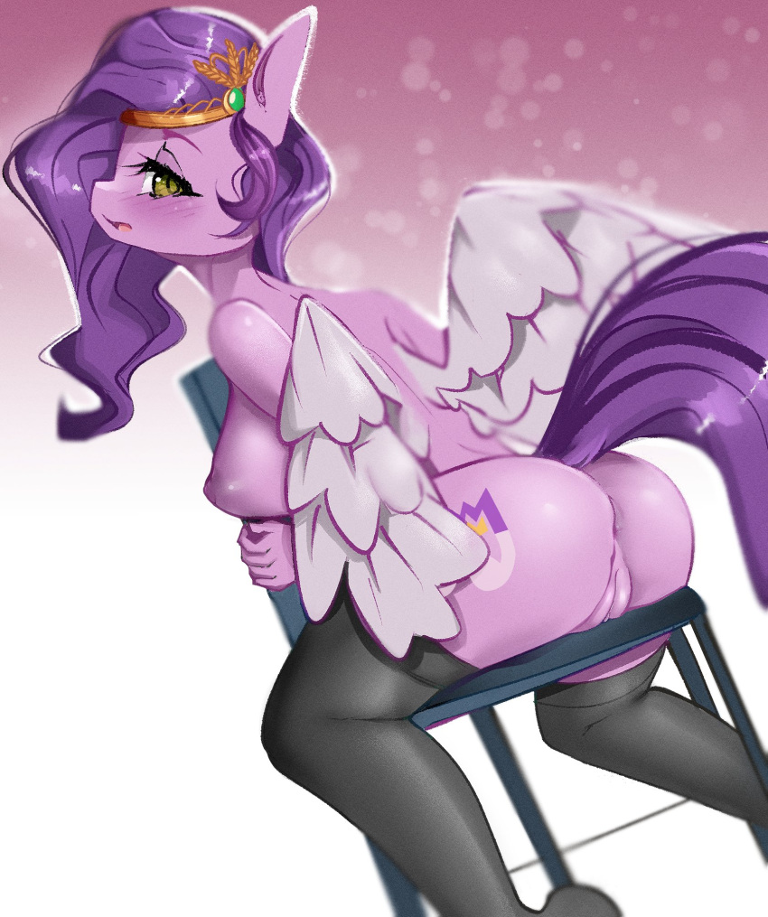 anthro anthrofied anus breasts butt clothing equid equine female genitals hasbro hi_res kamushek228 legwear mammal mlp_g5 my_little_pony pegasus pipp_petals_(mlp) pussy solo thigh_highs wings