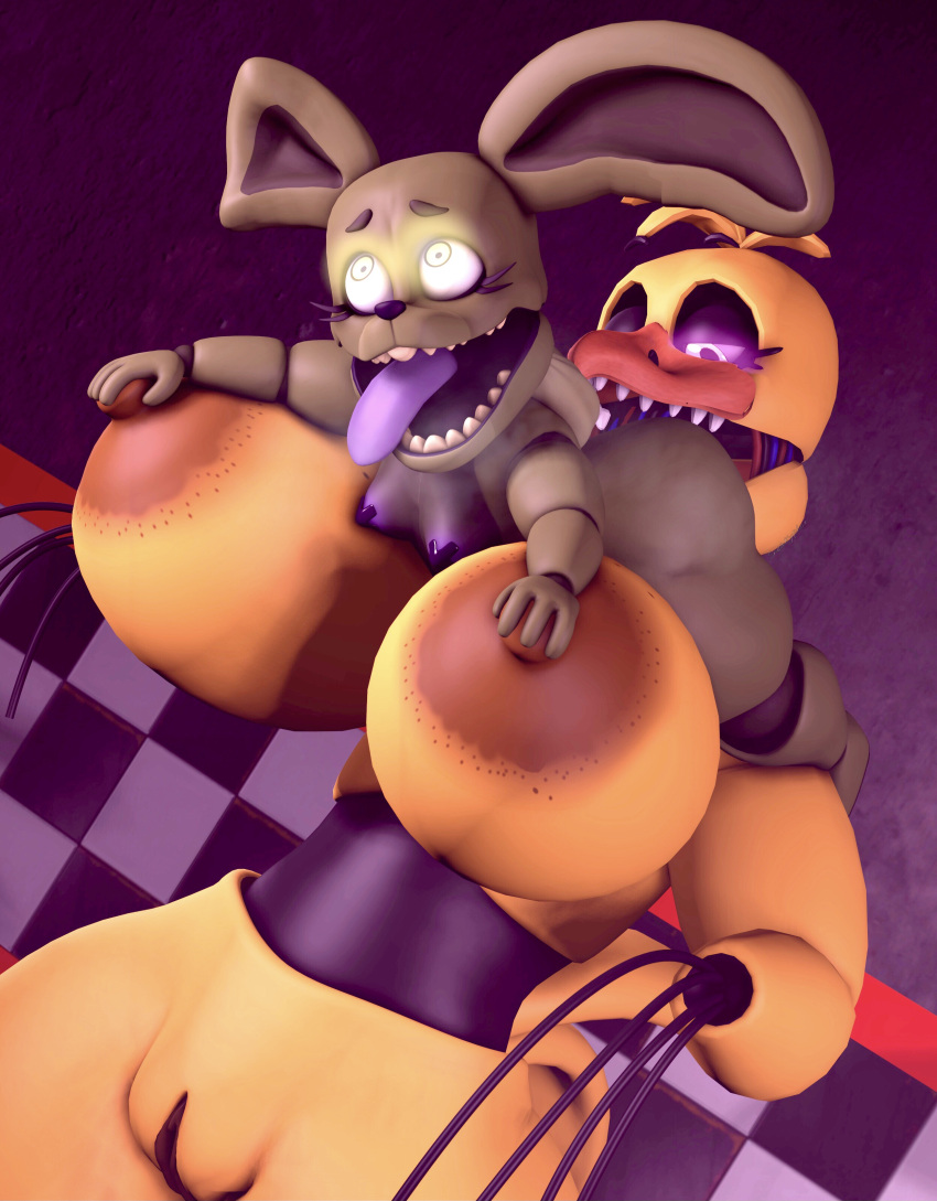 3d_(artwork) absurd_res anal animatronic anthro big_breasts breasts digital_media_(artwork) duo female female/female five_nights_at_freddy's five_nights_at_freddy's_4 genitals hi_res machine nipple_tape oral pasties plushtrap_(fnaf) pussy rimming robot scottgames sex short_stack size_difference size_play sneakyphox source_filmmaker tape thick_thighs video_games wire withered_chica_(fnaf)