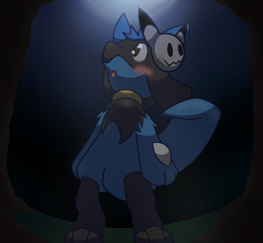 absurd_res feral forest forest_background hi_res hugo_the_riolu light male moon moonlight nature nature_background night nintendo plant pok&eacute;mon pok&eacute;mon_(species) quentinmimikyu riolu solo tree video_games