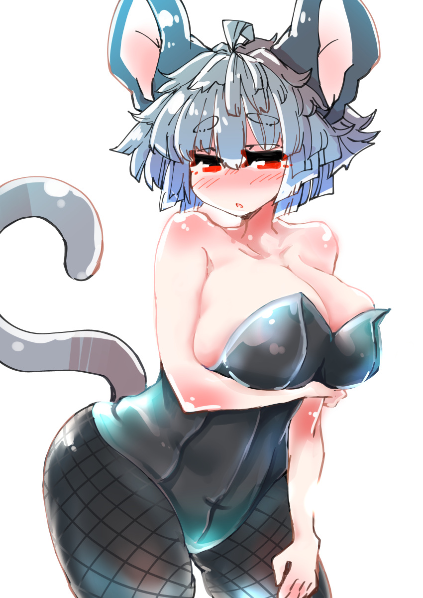 absurd_res ahoge animal_humanoid big_breasts blush breasts cleavage clothed clothing female fishnet fishnet_legwear grey_hair hair hi_res huge_breasts humanoid legwear leotard mammal mammal_humanoid mouse_humanoid murid murid_humanoid murine murine_humanoid nazrin open_mouth red_eyes rodent rodent_humanoid sabitare short_hair solo tights touhou video_games