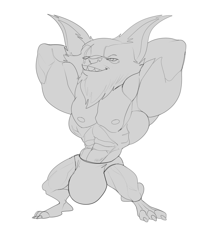 2021 3_toes absurd_res anthro barefoot beard big_abs big_bulge big_calves big_ears big_head big_muscles big_quads big_triceps blind_eye bristol bulge cheek_tuft chin_tuft claws clothed clothed_anthro clothed_male clothing digital_drawing_(artwork) digital_media_(artwork) ear_tuft eye_scar facial_hair facial_scar facial_tuft feet flexing flexing_bicep front_view full-length_portrait greyscale grin half-closed_eyes hands_behind_head happy hi_res huge_bulge huge_muscles huge_pecs huge_triceps hyper hyper_biceps hyper_bulge hyper_muscles hyper_triceps kled_(lol) league_of_legends looking_aside male mammal manly monochrome muscular muscular_anthro muscular_male narrowed_eyes obliques old old_anthro old_male open_mouth open_smile plantigrade portrait pose riot_games scar serratus sharp_teeth short_anthro short_male simple_background skimpy smile solo speedo speedo_only standing swimwear teeth toes toony topless topless_anthro topless_male tuft video_games white_background yordle