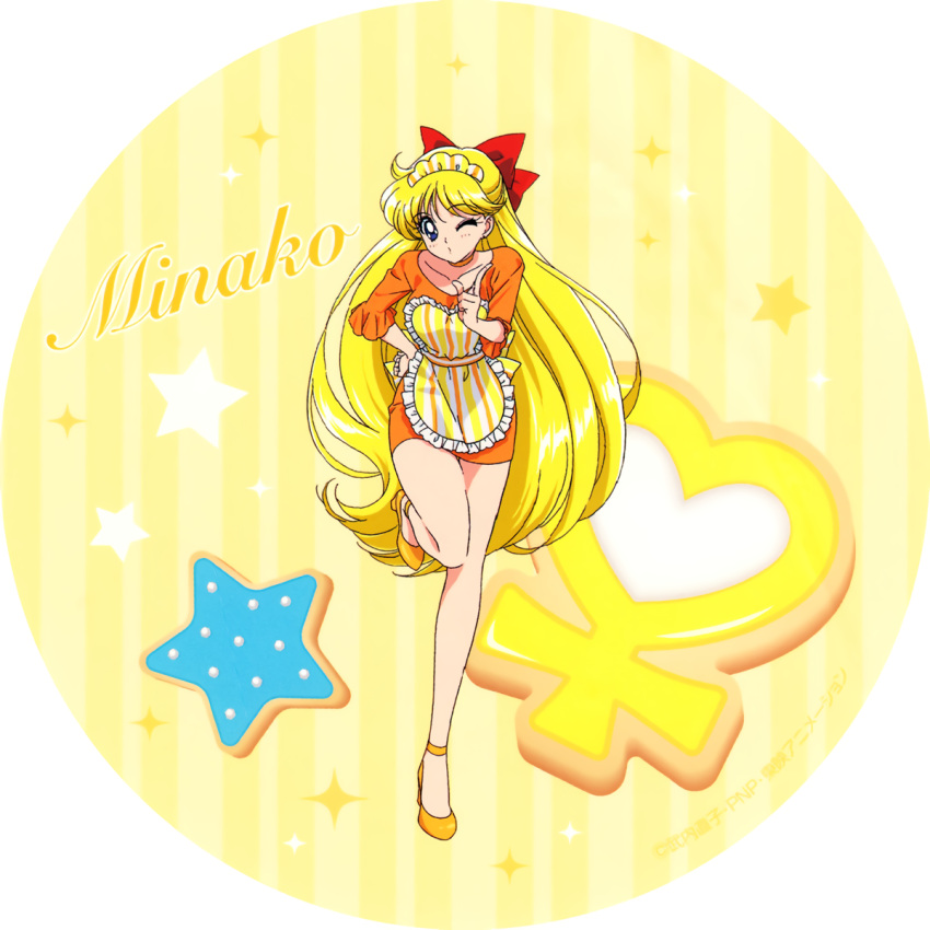 1girl aino_minako bishoujo_senshi_sailor_moon character_name full_body heart highres sailor_venus solo venus_symbol yellow_theme