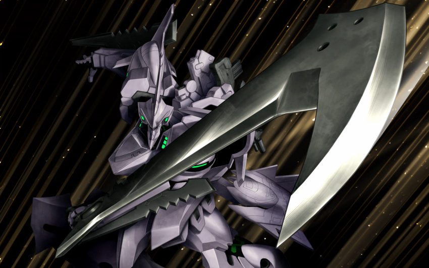 artist_request black_background game_cg holding holding_sword holding_weapon mecha motion_lines muvluv muvluv_alternative muvluv_unlimited:_the_day_after no_humans official_art open_hand rafale_(muvluv) science_fiction solo sword tactical_surface_fighter weapon