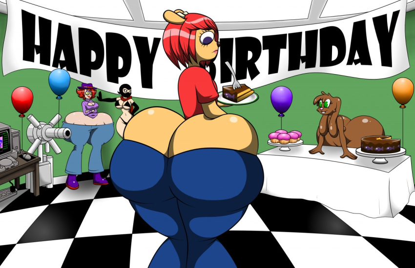 animal_humanoid big_breasts blush breasts butt canid canine clothed clothing female female/female group hair humanoid hyperflannel lammy_lamb lipstick makeup mammal parappa_the_rapper sony_corporation sony_interactive_entertainment um_jammer_lammy video_games