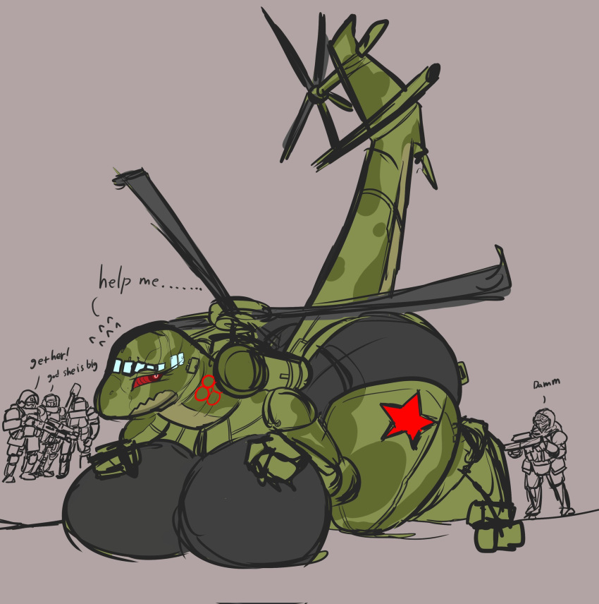 aircraft airplane army big_breasts big_butt breasts butt curvy_figure english_text female group helicopter hi_res huge_breasts humanoid hyper hyper_breasts living_aircraft living_machine living_vehicle machine mammal mi-26 not_furry robot simple_background soldier text thick_thighs vehicle vf-01s warrior wide_hips