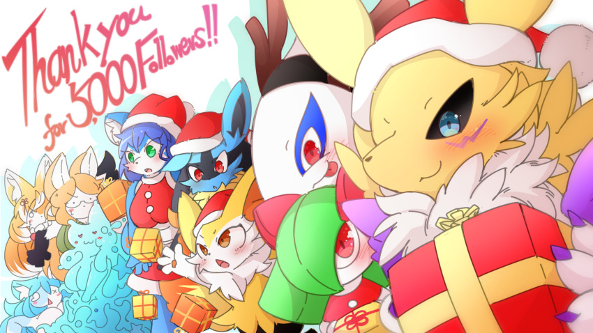 anthro bandai_namco blue_body blue_fur braixen christmas cosplay digimon digimon_(species) female fur group hi_res hinata_sakamoto holidays kirlia krystal legendary_pok&eacute;mon lucario lugia nintendo pok&eacute;mon pok&eacute;mon_(species) renamon star_fox video_games yellow_body yellow_fur