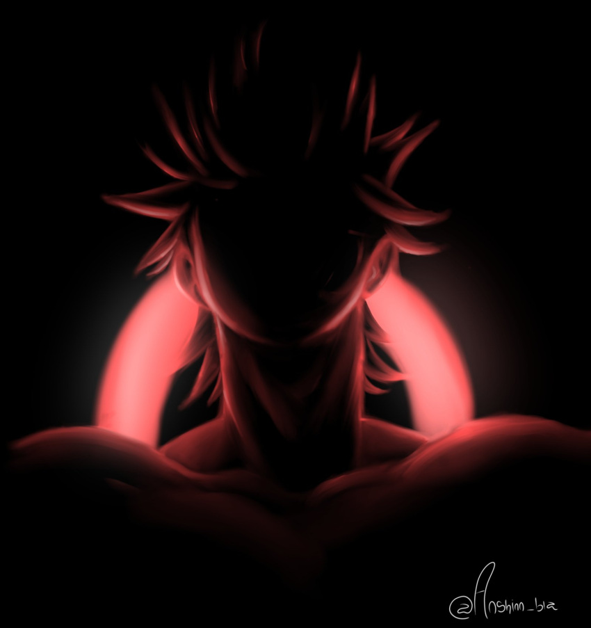 anshinn_bla backlighting big_light boku_no_hero_academia highres jawbone kirishima_eijirou mullet muscular muscular_(boku_no_hero_academia) muscular_male red_hair shoulders social_media_trend spiked_hair