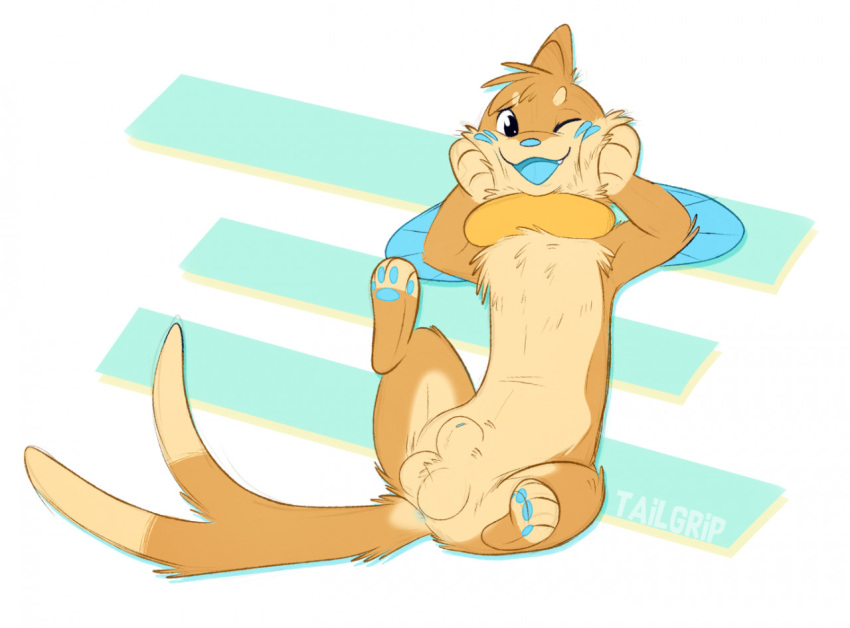 anthro buizel conditional_dnp feral male nintendo pok&eacute;mon pok&eacute;mon_(species) solo tailgrip video_games