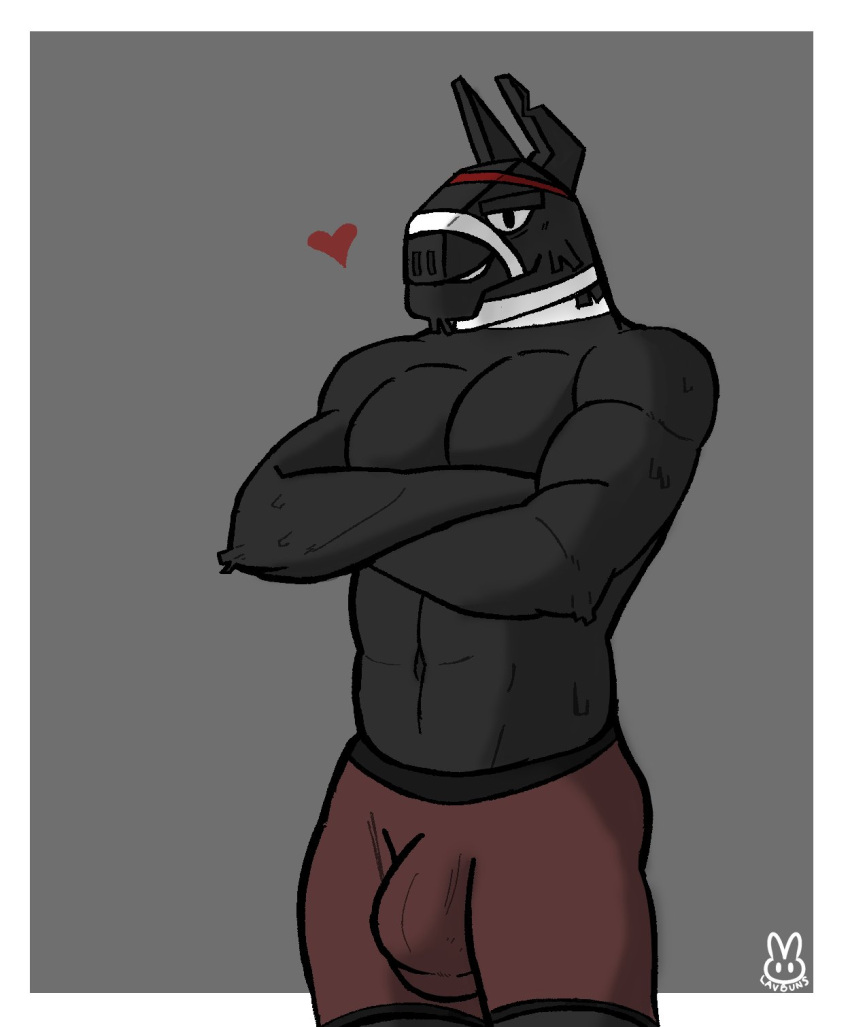 &lt;3 2021 abs aliasing anthro biceps big_bulge biped black_body black_fur boxer_briefs bulge camelid clothed clothing crossed_arms digital_drawing_(artwork) digital_media_(artwork) epic_games eyebrows fortnite fur hi_res lavbuns llama looking_at_viewer lt._john_llama male mammal muscular muscular_anthro muscular_male notched_ear pecs pinup pose smile solo standing teeth underwear underwear_only video_games