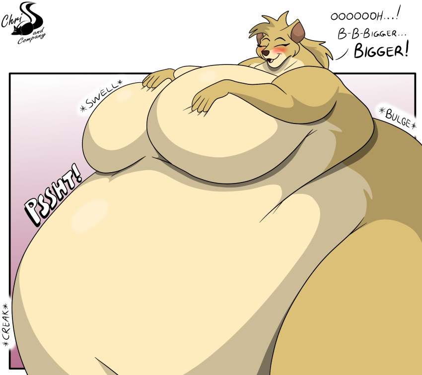 anthro blush breasts chrisandcompany felid female hi_res inflation lion mammal overweight pantherine solo