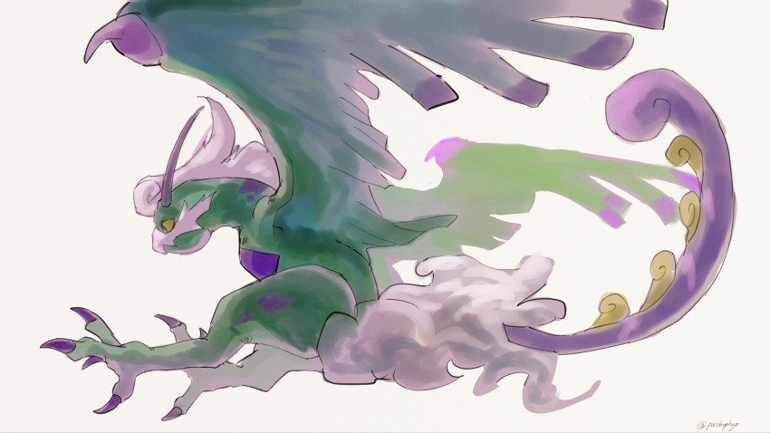 absurdres black_eyes closed_mouth commentary_request facial_hair from_side highres looking_down mustache no_humans pecohophop pokemon pokemon_(creature) simple_background solo talons tornadus tornadus_(therian)