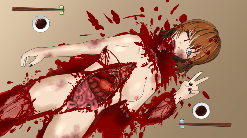 1girl cannibalism corpse guro highres intestines original