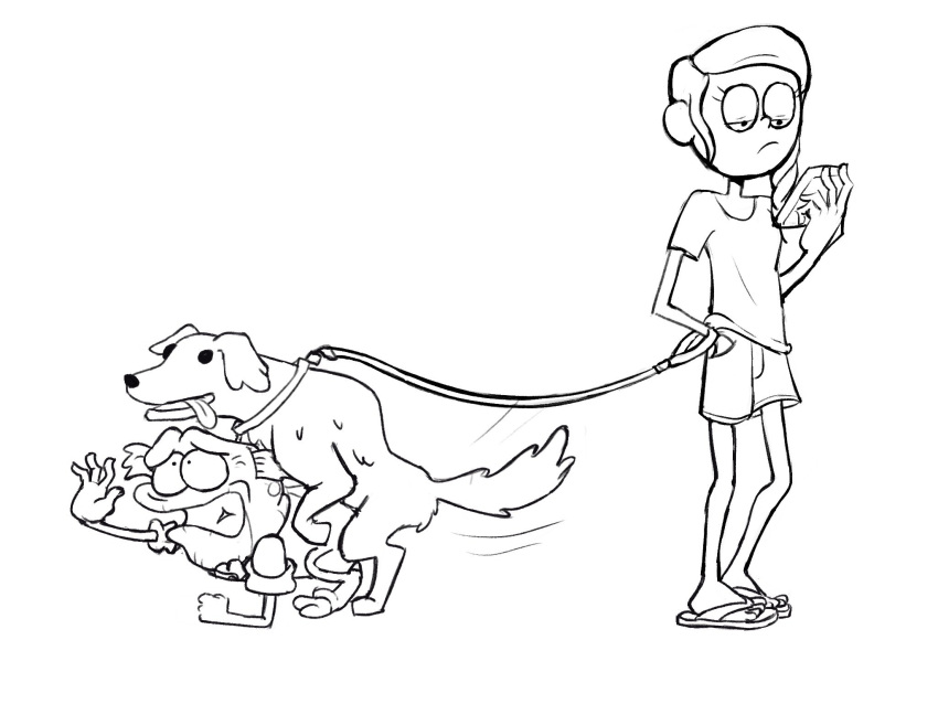 amphibia_(series) amphibian anne-sterminator anthro canid canine canis disney doggystyle domestic_dog feral forced frog from_behind_position greyscale hi_res hop_pop human leash leo's_walker male male/male mammal monochrome rape reaching_out sex xthe_real_cjx