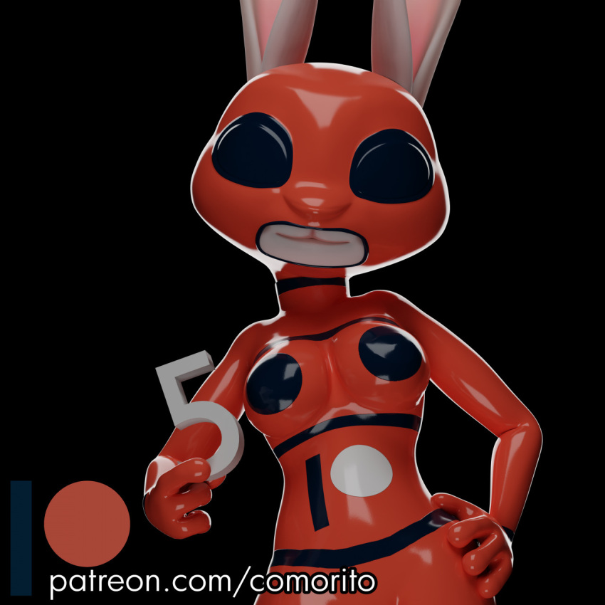 1:1 anthro clothing comorito disney female hi_res judy_hopps lagomorph leporid mammal promotional_art rabbit rubber rubber_clothing rubber_hood rubber_suit solo text url zootopia