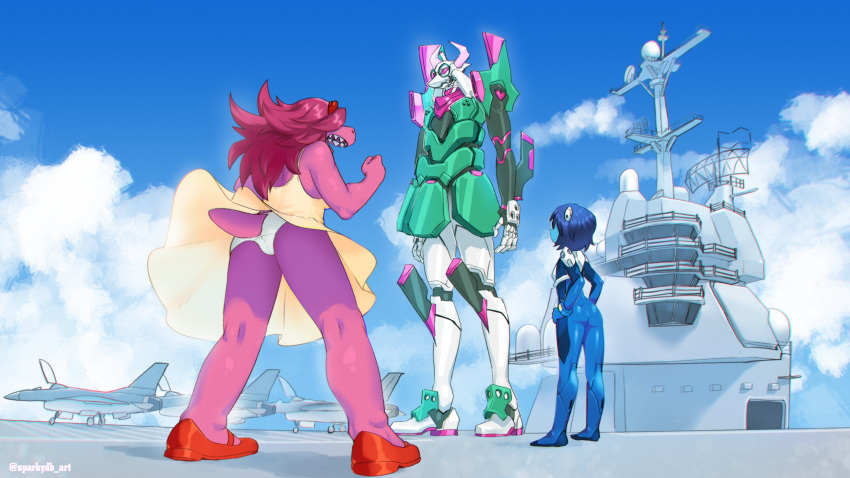 2021 absurd_res aircraft anthro battleship bovid caprine clothed clothing cloud deltarune dinosaur dress female goat group hair hi_res human humor hybrid kris_(deltarune) kris_where_are_we machine male mammal mecha meme neon_genesis_evangelion outside panties parody purple_body purple_hair ralsei reptile scalie ship signature sky sparkydb susie_(deltarune) trio tsundere undertale_(series) underwear vehicle video_games warship watercraft