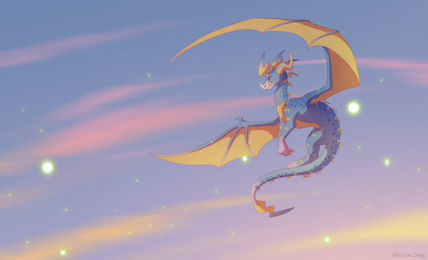 2021 ambiguous_gender claws day detailed_background digital_media_(artwork) dragon feral flying hi_res horn icelectricspyro membrane_(anatomy) membranous_wings outside scales scalie sky solo spines western_dragon wings