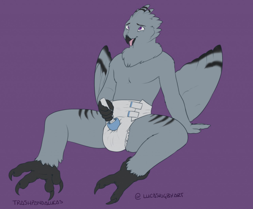 anthro avian bird buzzing diaper male masturbation owl padded padding sex_toy soarinskies_abdl_(bird) solo trashpandalucas vibrator