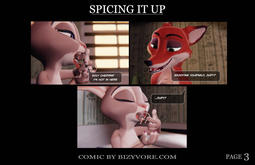 2021 animated anthro anus bizyvore comic disney female genitals group hi_res judy_hopps licking loop male male/female mammal mouse murid murine nick_wilde oral penis rodent tongue tongue_out vore zootopia