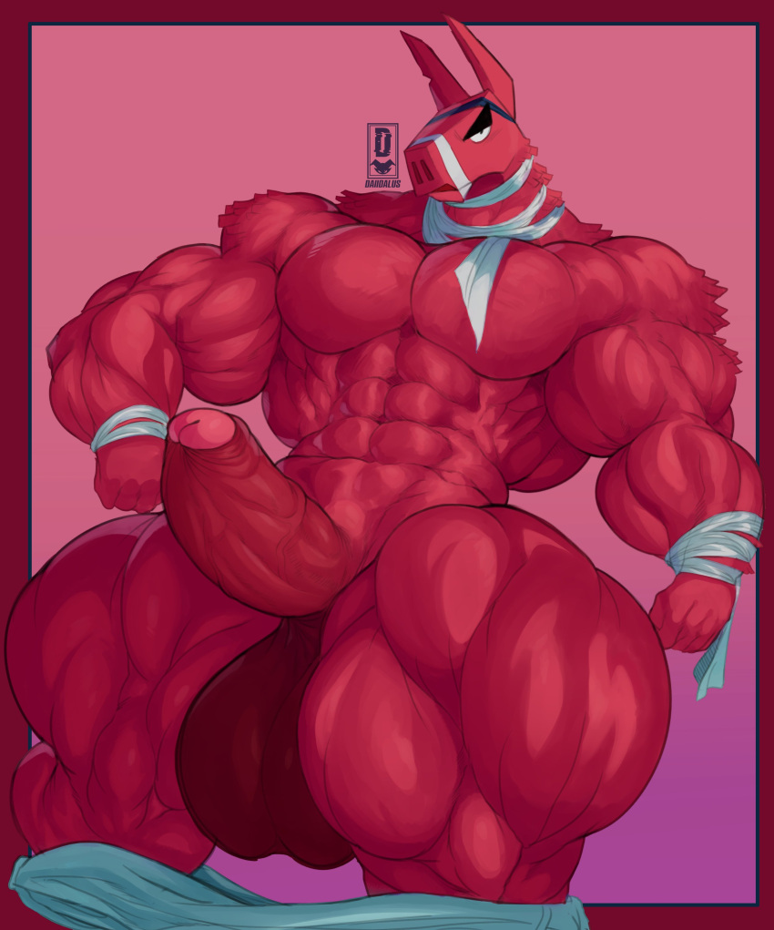 abs absurd_res animate_inanimate annoyed annoyed_expression anthro balls bandage biceps big_balls big_muscles big_penis camelid daiidalus epic_games erection eyebrows fortnite genitals hi_res huge_balls huge_muscles living_pi&ntilde;ata llama looking_at_viewer lt._john_llama male mammal muscular muscular_anthro muscular_male muscular_thighs nude open_mouth pecs penis pi&ntilde;ata red_body solo thick_eyebrows video_games