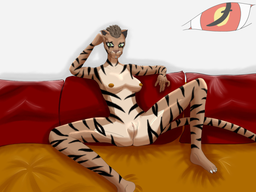 anthro bethesda_softworks blackreaper_bk201 breasts felid female genitals khajiit mammal nude pussy sitting solo the_elder_scrolls video_games