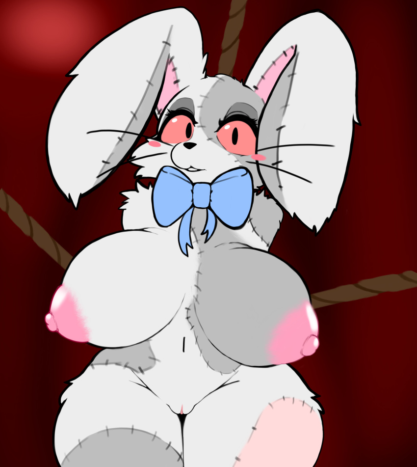 2021 absurd_res anthro blush breasts female five_nights_at_freddy's five_nights_at_freddy's:_security_breach fur genitals hair hi_res lagomorph leporid mammal milkteafox nipples pussy rabbit red_sclera scottgames solo vanny_(fnaf) video_games white_body