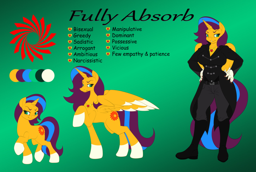 anthro clothing equid equine fan_character female fully_absorb horn mammal miniferu model_sheet pendant unicorn winged_unicorn wings