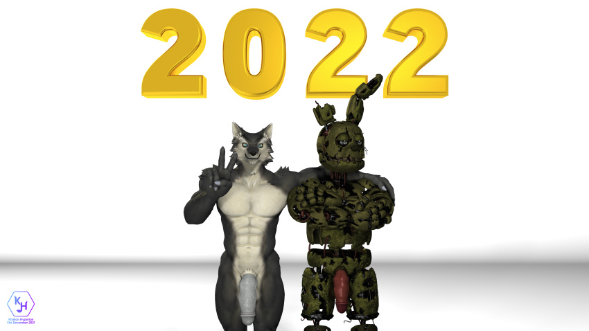16:9 2021 3d_(artwork) 4k 5_fingers abs absurd_res animatronic annoyed_expression anthro balls biceps biped black_nose black_pupils blue_eyes canid canine canis circumcised claws digital_media_(artwork) duo eyebrows finger_claws fingers five_nights_at_freddy's five_nights_at_freddy's_3 flaccid fur genitals gesture glowing_pupils gold_text green_body green_nose grey_body grey_eyes grey_fur hand_gesture hi_res humanoid_genitalia humanoid_penis khalionhyperion lagomorph leporid long_ears looking_annoyed looking_at_viewer machine male mammal muscular muscular_male notched_ear nude number pecs penis petruz_(copyright) pupils quadriceps rabbit robot scottgames simple_background smile smiling_at_viewer springtrap_(fnaf) standing teal_eyes teeth text torn_arm torn_body torn_face torn_hand torn_leg tuft v_sign video_games watermark white_background white_body white_eyes white_fur white_pupils widescreen wire wolf wolf_(petruz)