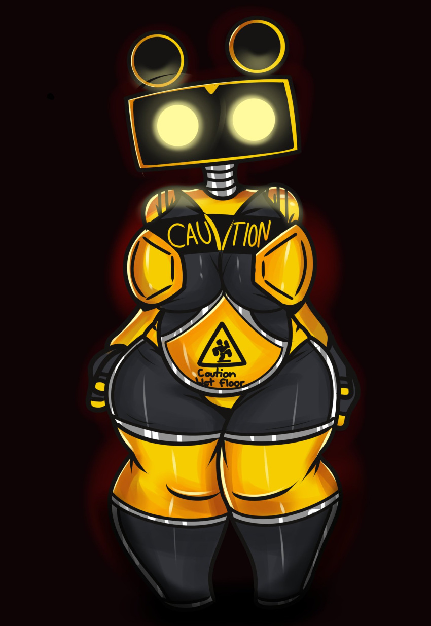 anthro big_breasts breasts caution_sign caution_symbol female five_nights_at_freddy's hi_res humanoid machine metallic_body mouthless multicolored_body robot robot_humanoid robotic scottgames sketchylimesliv tagme thick_thighs two_tone_body video_games wet_floor_bot_(fnaf) wet_floor_sign wide_hips yellow_body